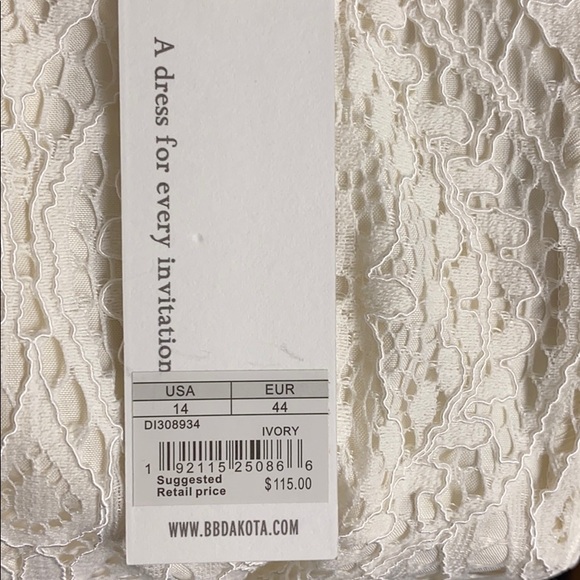 BB Dakota Ivory Cocktail Dress Size 14 - Picture 6 of 9